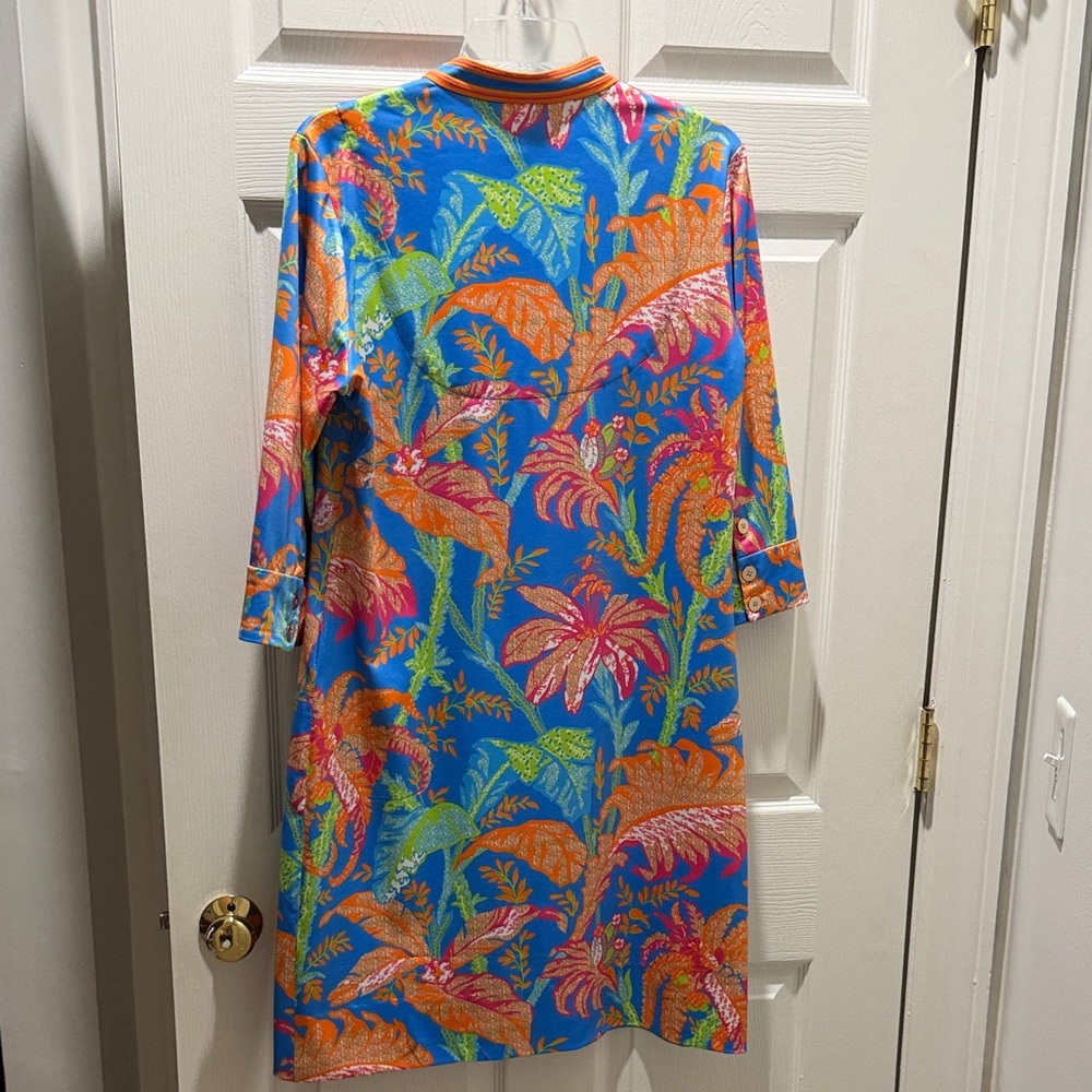 Gretchen Scott Designs Blue and Orange Tropical Dress - Picture 6 of 7